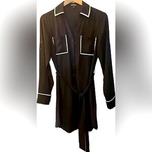 Express Women's Shirt Dress, Petite Small, Belted, Long Roll-Tab Sleeves, Collar